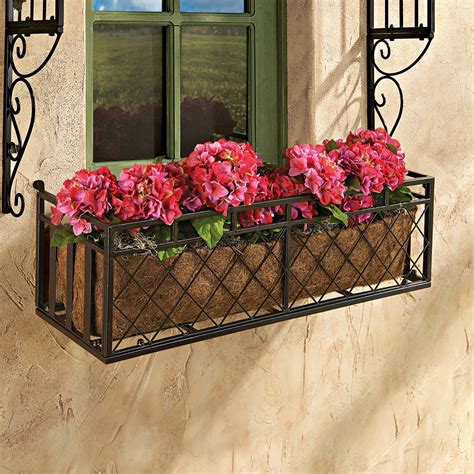 decorative metal window box planters|rectangular planter boxes long.